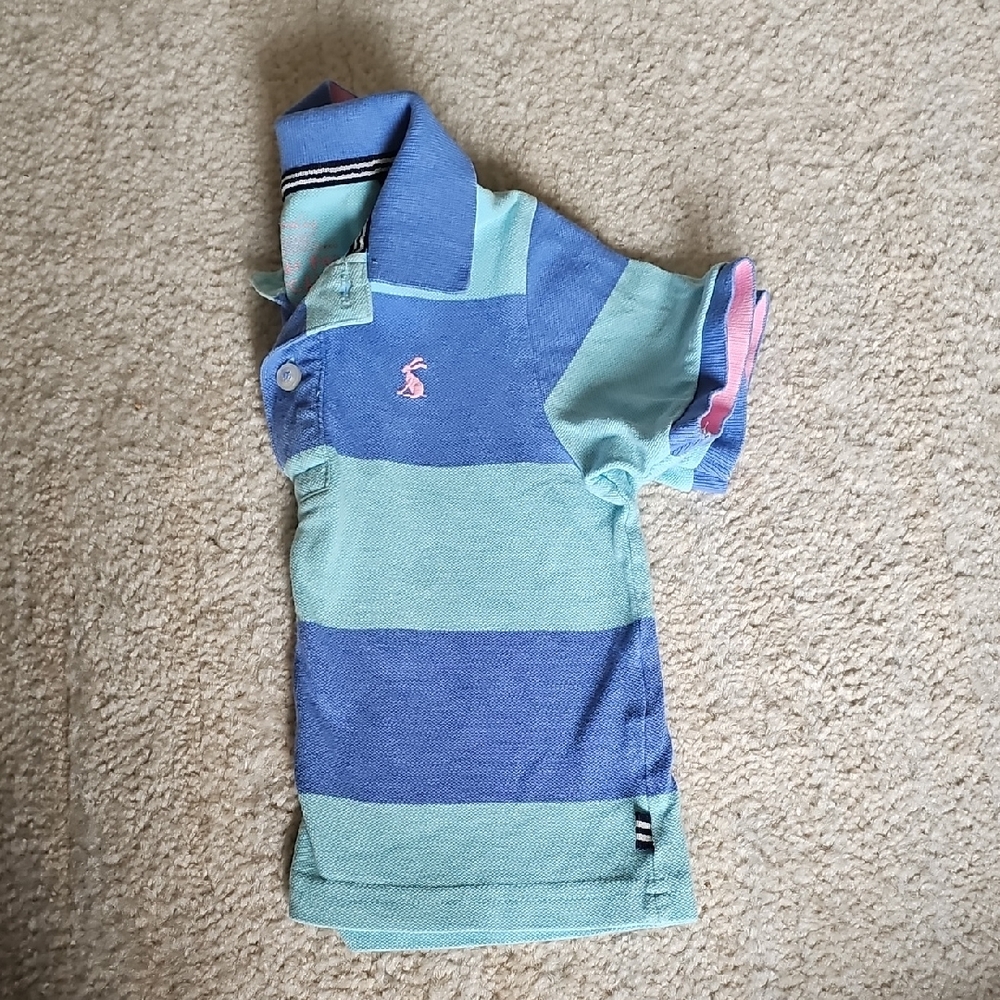 Blue and Green Striped Kids Polo Shirt